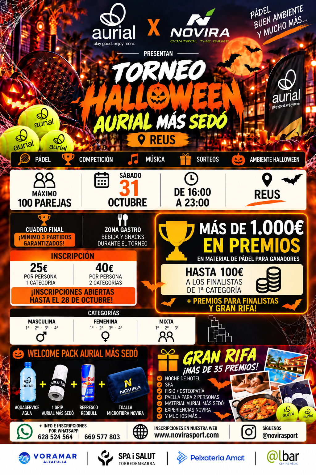 Cartel del torneo Halloween en Aurial Mas Sedó